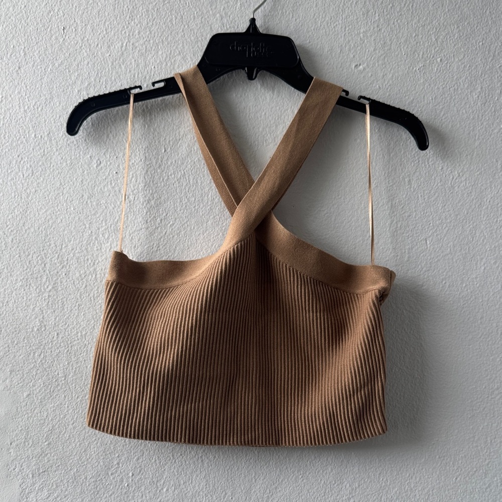 Love Tree Brown Ribbed Tank Top